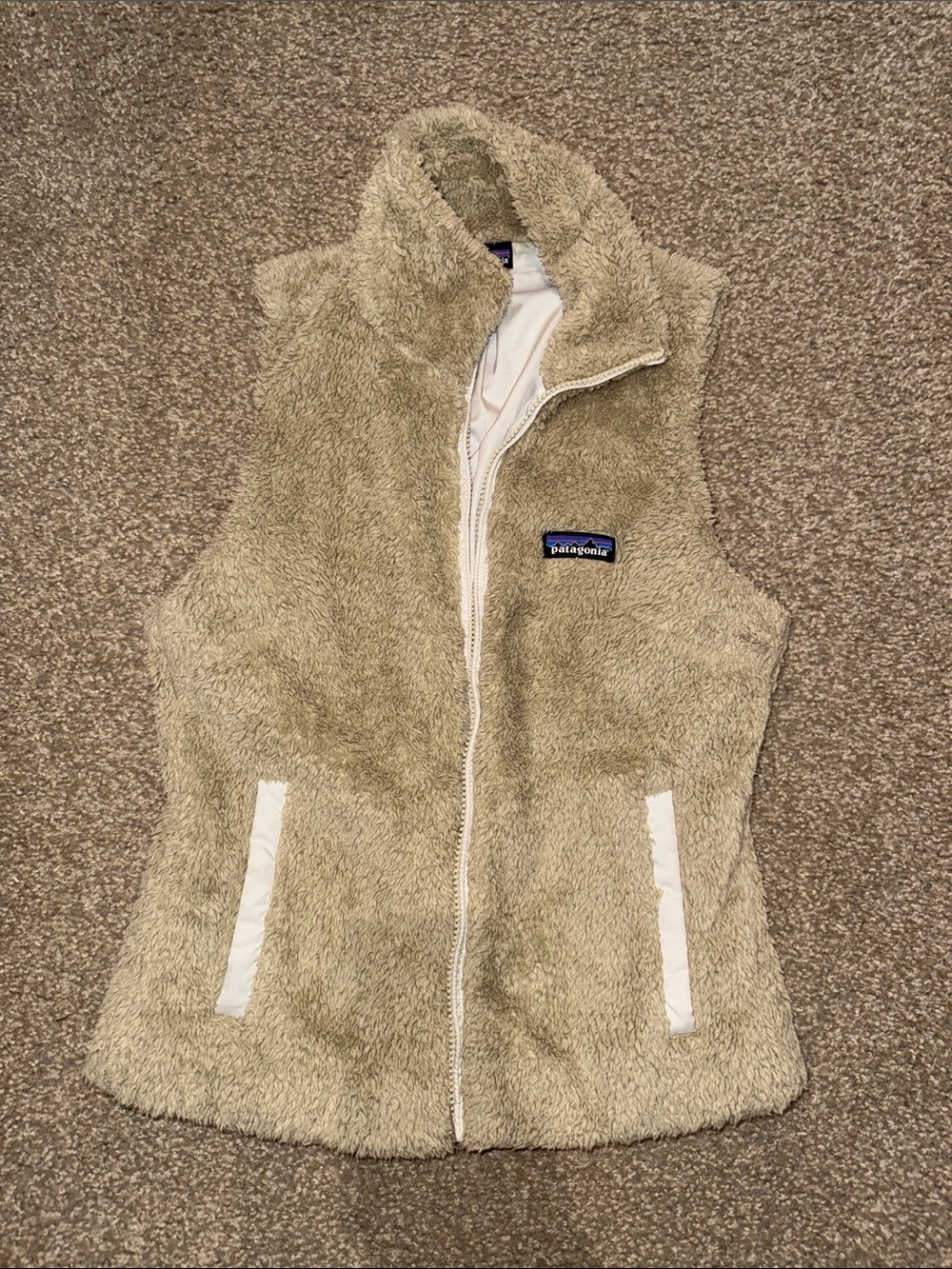 Patagonia Plush Fleece Vest in Light Beige
